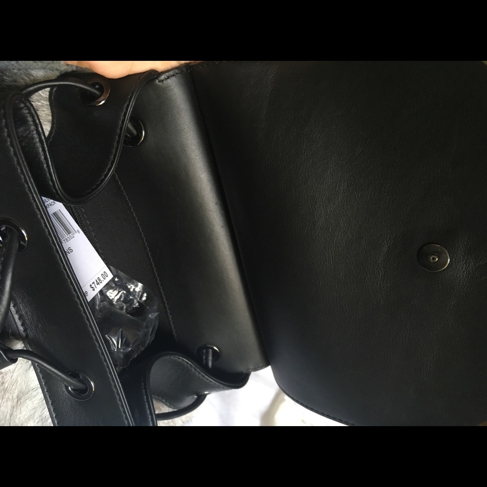 SOLD Michael Kors MK Grey Rabbit Fur Backpack Kirk - Picture 5 of 8